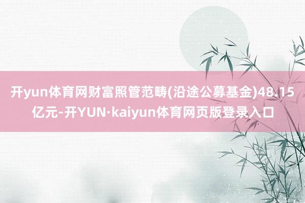 开yun体育网财富照管范畴(沿途公募基金)48.15亿元-开YUN·kaiyun体育网页版登录入口